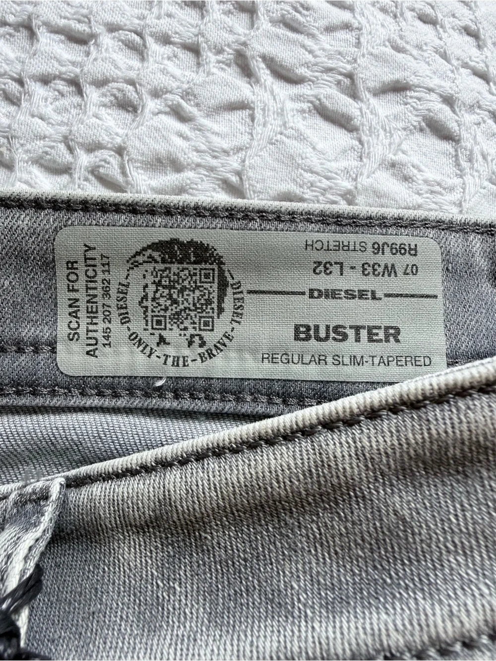 Diesel Buster Slim Tapered Jeans R99J6 Grey Stretch Men's W33 L32 NWT